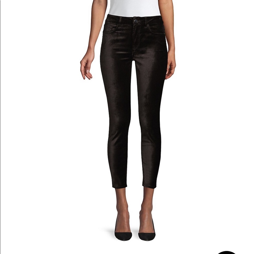 7 For All Mankind, black, velvet skinny ankle jeans. Size 10
